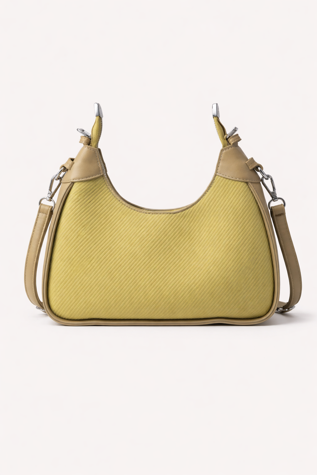 OLIVE-GREEN HANDBAG WITH SILVER ACCENTS