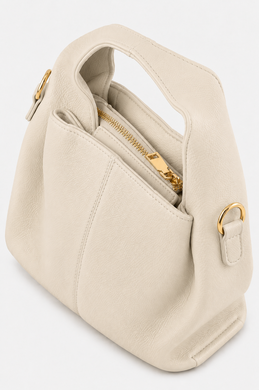 Sana Warm Ivory Hobo Shoulder Bag