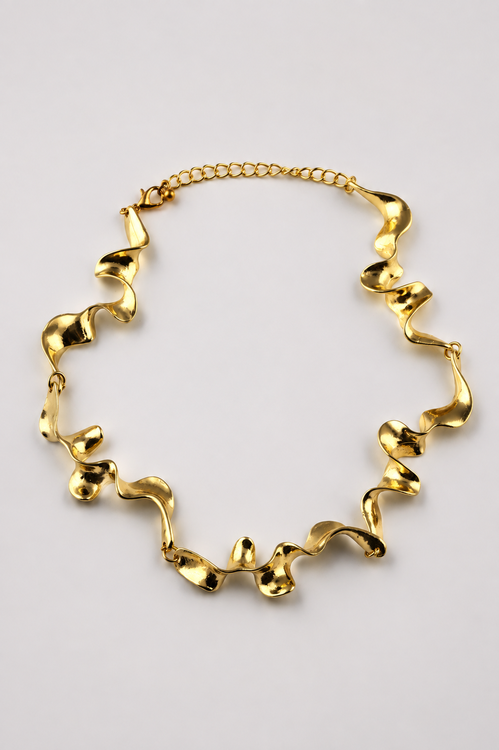 Sculptural Gold Wave Necklace